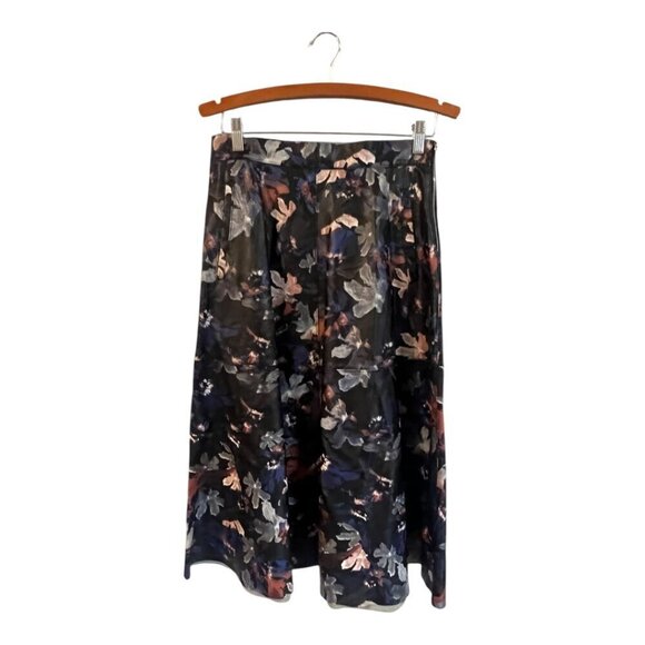 ZARA Floral Printed Faux Leather Effect A-Line High Waist Skirt 7418/041 Small - Picture 4 of 10